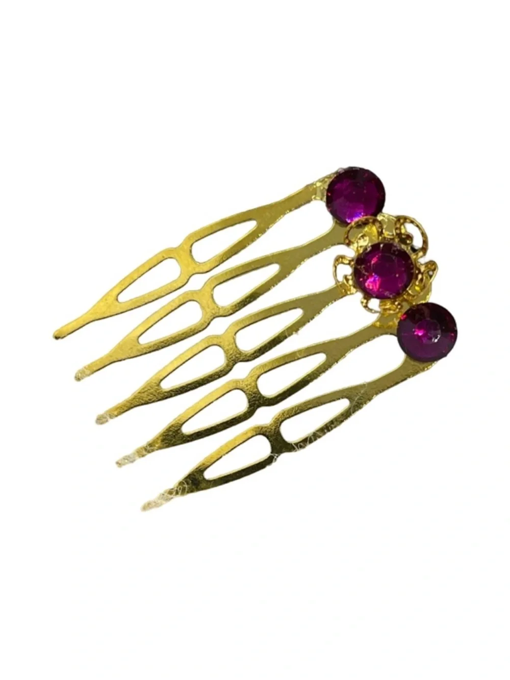 Gold Hair Comb with Purple Gem Accents 1.”0 FINAL PRICE DROP